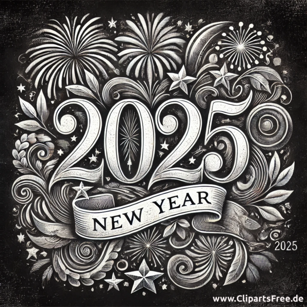 Silvester 2025 Vintage Illustration