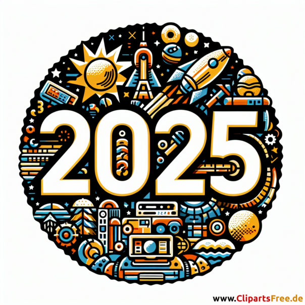 Zahl 2025 - Bilder zum Silvester