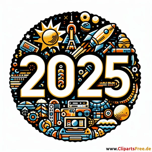 Zahl 2025 - Bilder zum Silvester