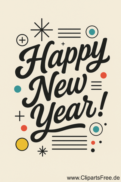 'Happy New Year' Grusskarte im Vintage-Stil