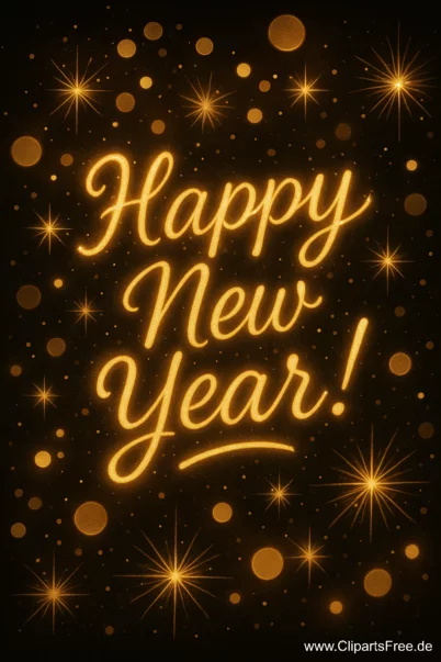Schöner Schriftzug 'Happy New Year' - E-Cards zum Silvester