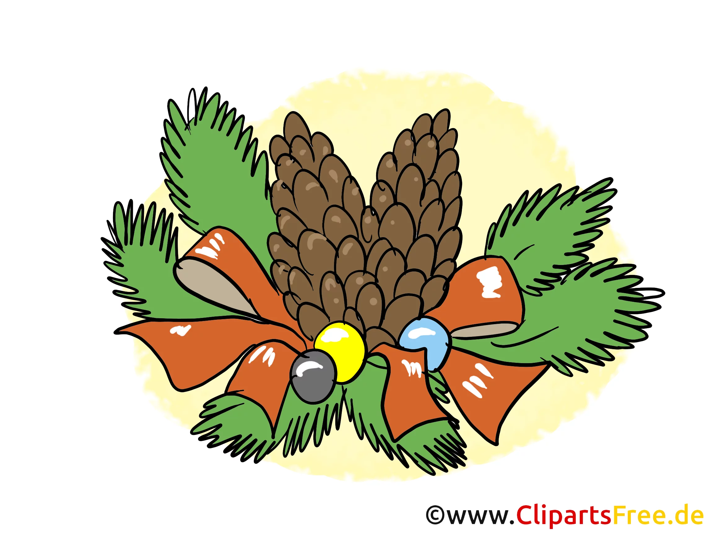 Grafik Clipart zu Neujahr, Silvester - Tannenbaum Kranz