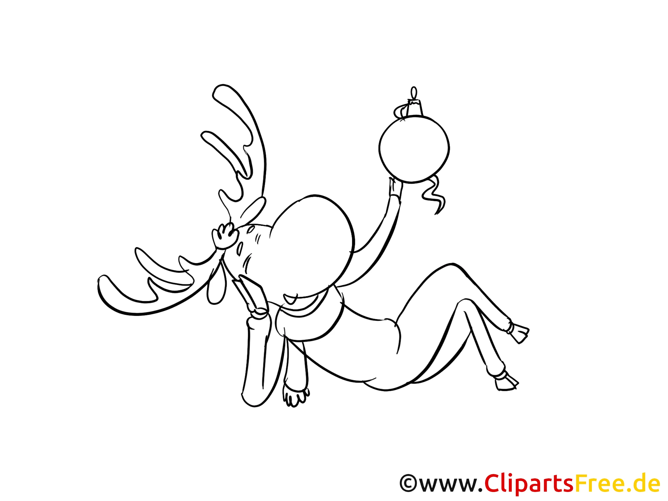 Santa Claus Elch zum Neujahr Ausmalbild