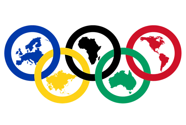 2024 Olympische Ringe mit Kontinenten Bedeutung Illustration PNG