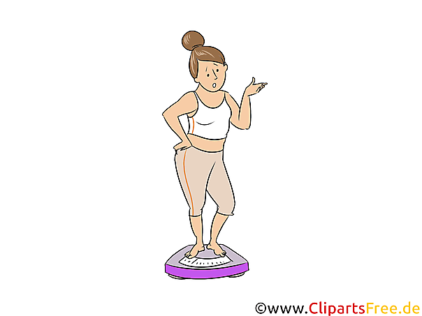 Abnehmen Frau auf Waage Cartoon-Bild kostenlos