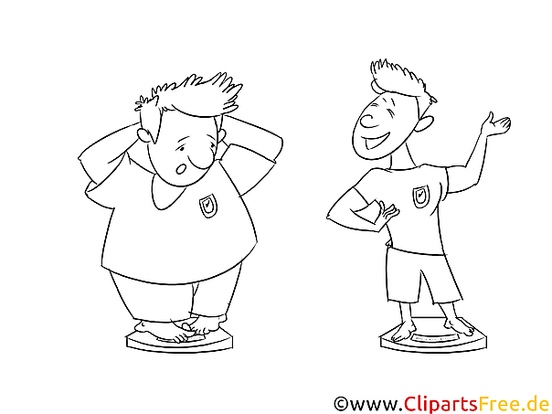 Vorher nachher Abnehmen - Schwarz-weisse Cliparts, Illustrationen, Bilder