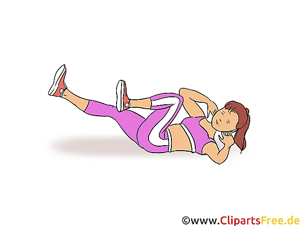 Bauchübung Mädchen im Fitnessstudio Clipart, Illustration, Bild