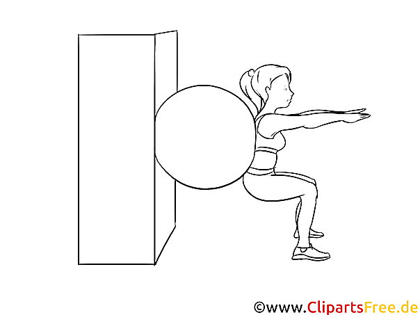 Illustration Fitness Frau PNG, Zeichnung, Bild schwarz-weiss