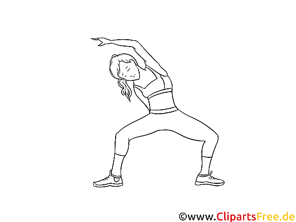 Fitnesstraining Frau zuhause Illustration, Zeichnung, Bild schwarz-weiss