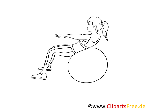 Gymnastikball Übungen für Frauen Illustration, Zeichnung, Bild