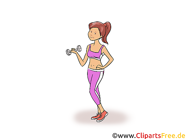 Junge Frau Krafttraining Clipart, Illustration, Bild