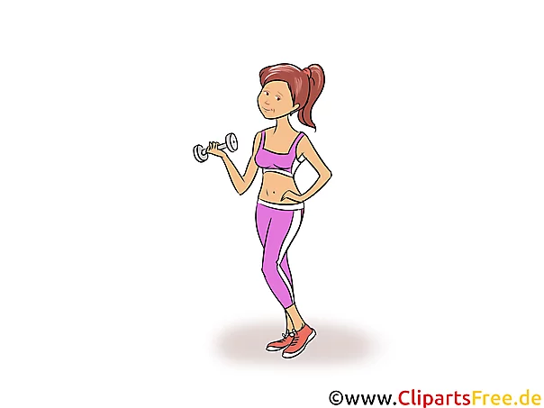 Junge Frau Krafttraining Clipart, Illustration, Bild