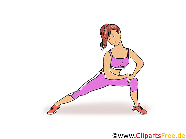 Sportliche Frau, Mädchen macht Übungen Clipart, Illustration, Bild