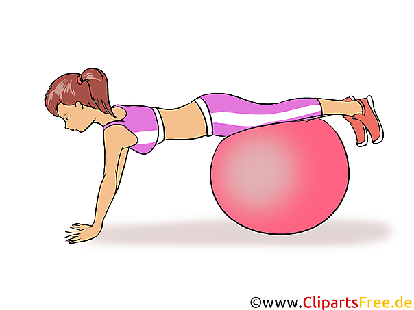 Übungen mit Ball Frauensport, Gym Clipart, Illustration, Bild