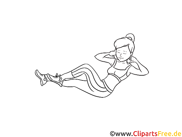 Zeichnung junge Frau macht Sport