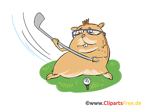 Hamster spielt Golf Clipart, Comic, Bild, Illustration