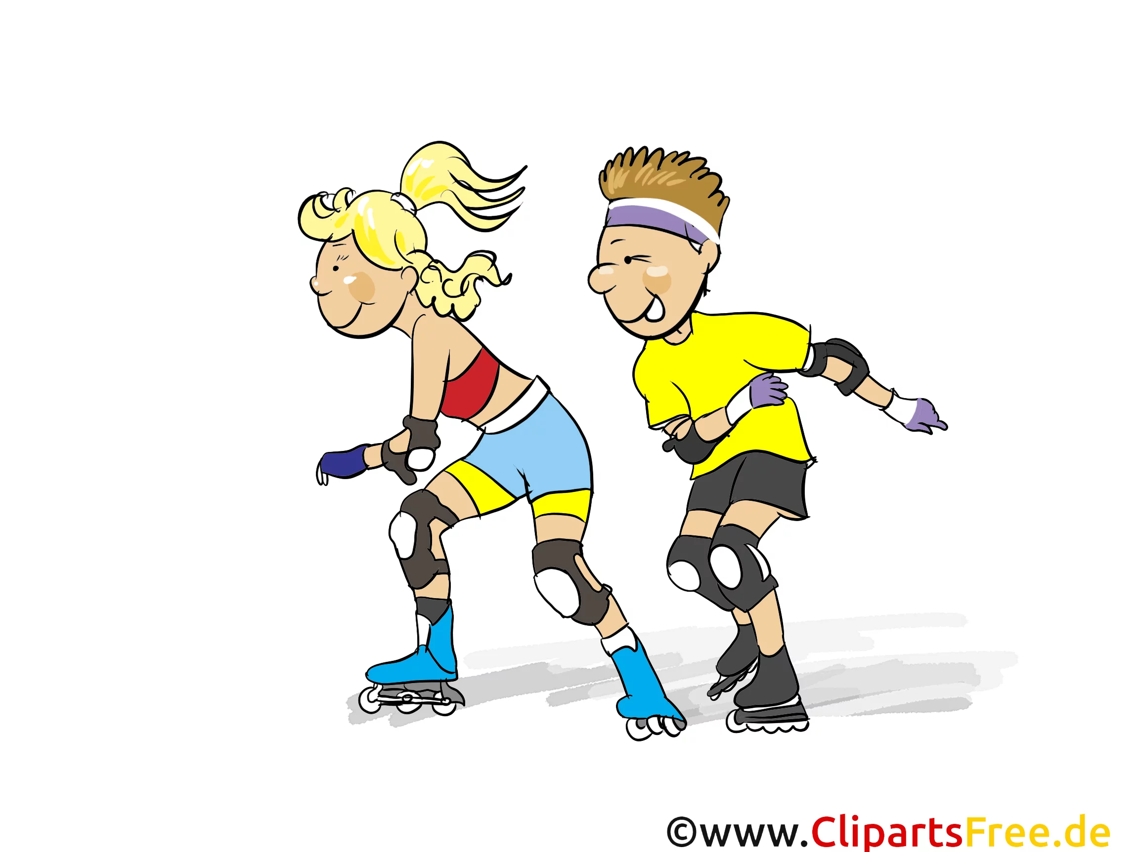 Inliner fahren Cartoon, Clipart, Bild, Comic, Illustration