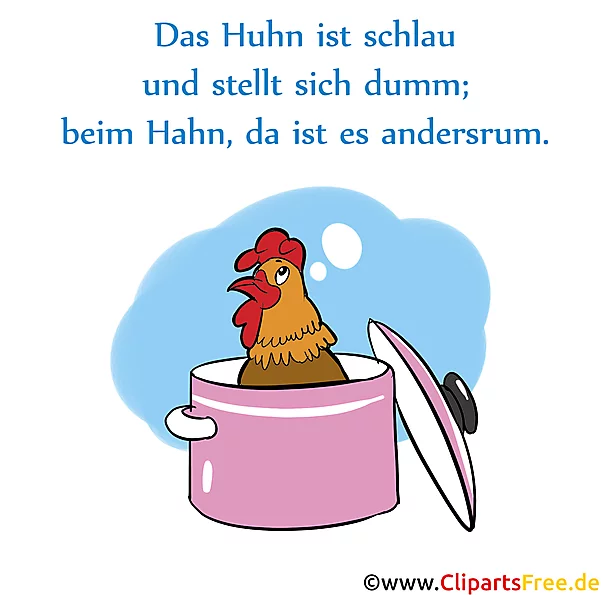 Sprichworte und Redewendungen rund um Huhn und Hahn als Bilder