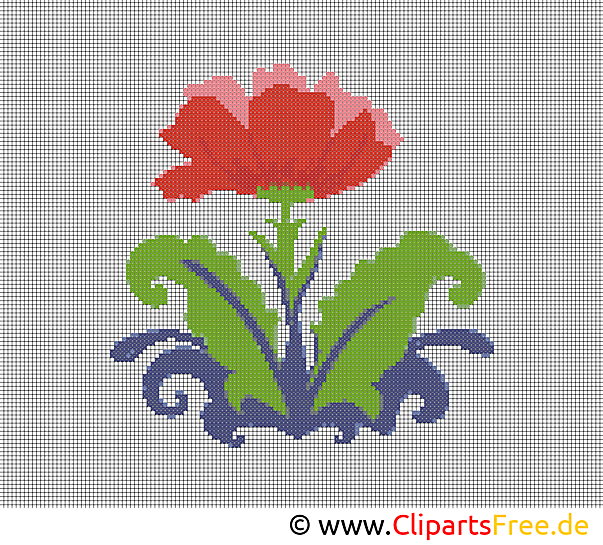Blume Stickvorlage Kreuzstich kostenlos