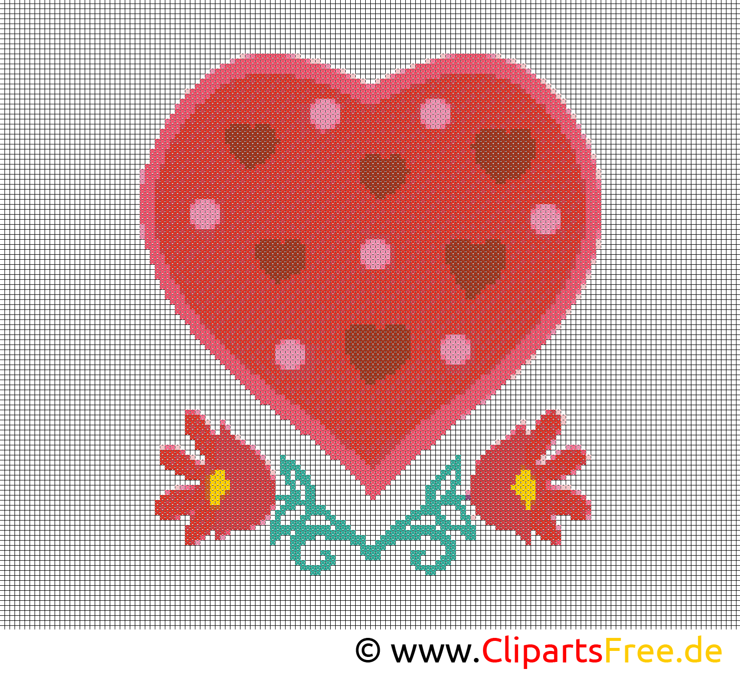 Kreuzstich Herz und Blumen