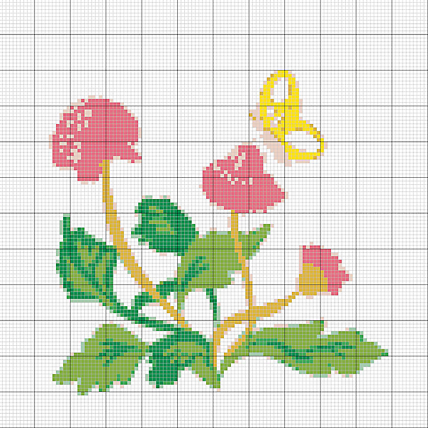 Liebevolle Kreuzstichentwürfe Klee und weitere Blumen