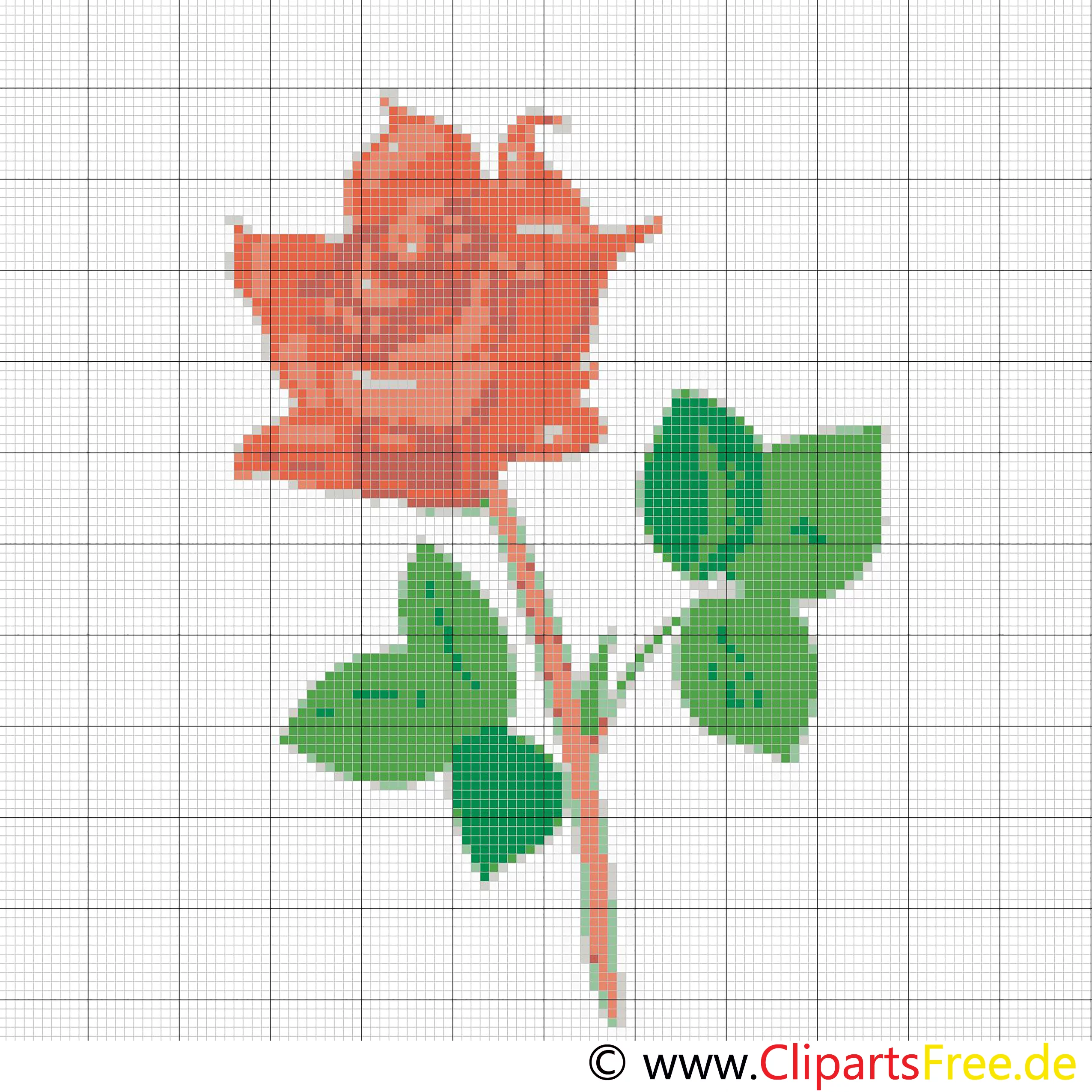 Stickmuster rote Rose Blumen