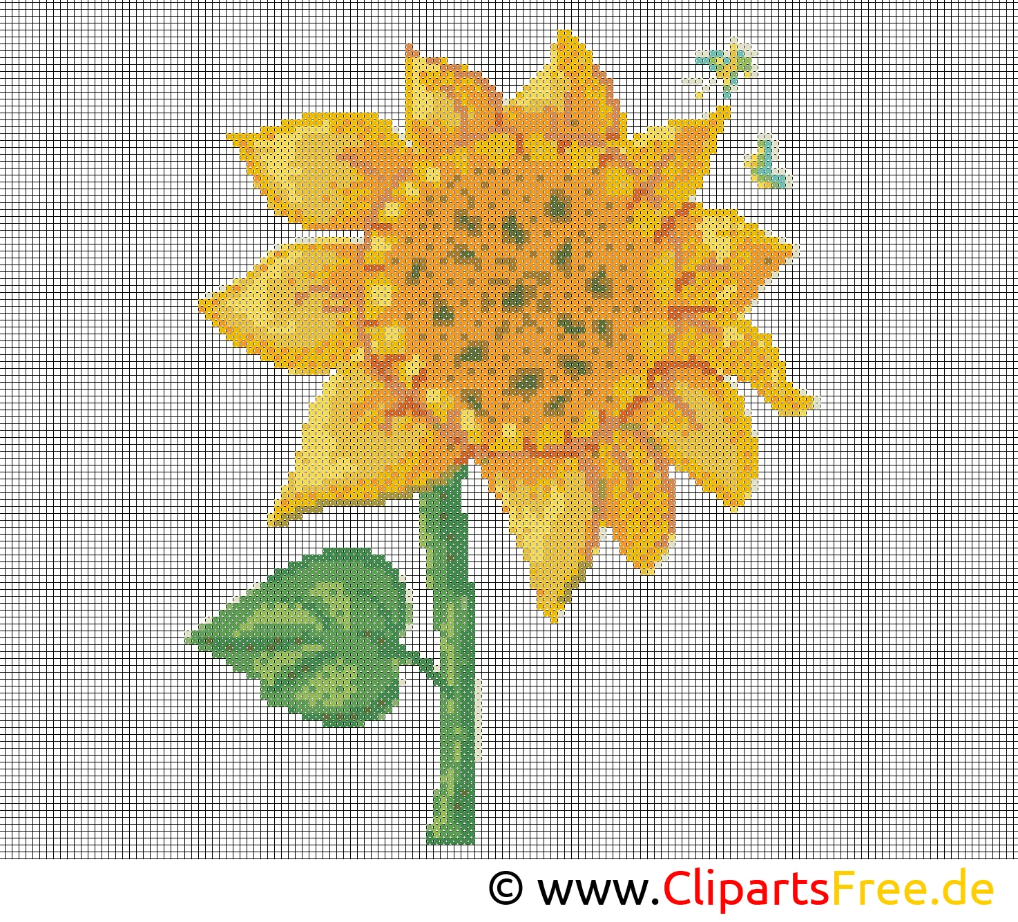 Stickvorlage Sonnenblume - Stickbilder Vorlagen zum Ausdrucken