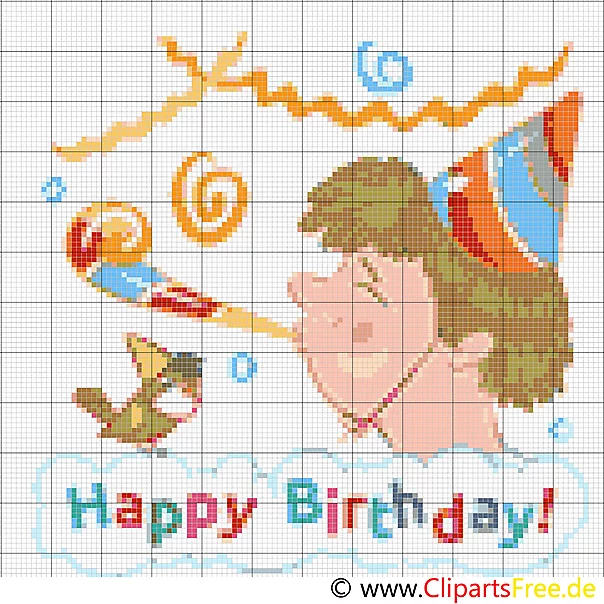 Free Cross-Stitch Template Happy Birthday