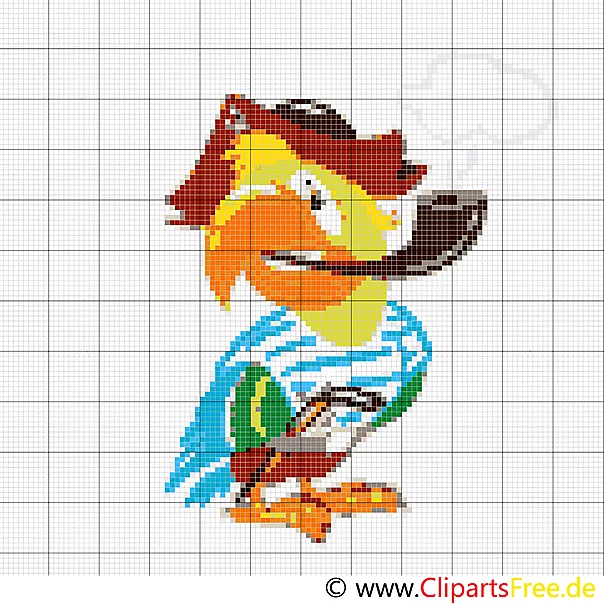 Kostenlose Stickvorlage Papagei Vogel