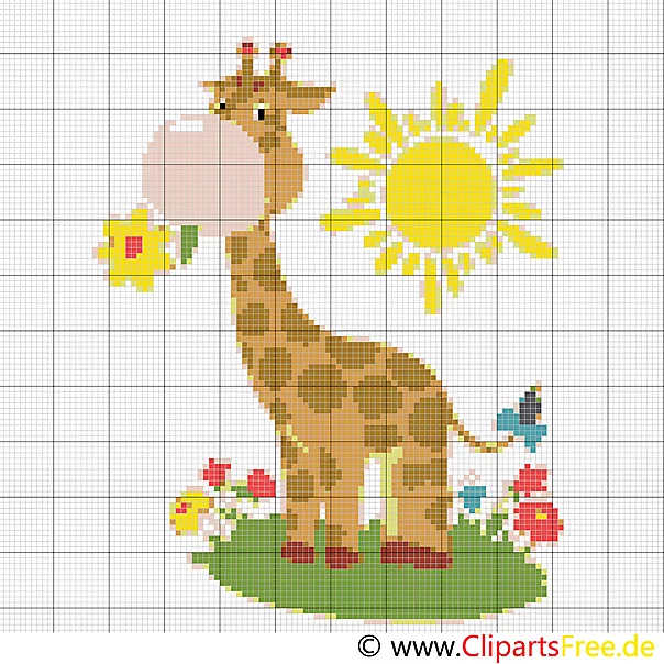 Stickmuster Kreuzstich Giraffe im Zoo