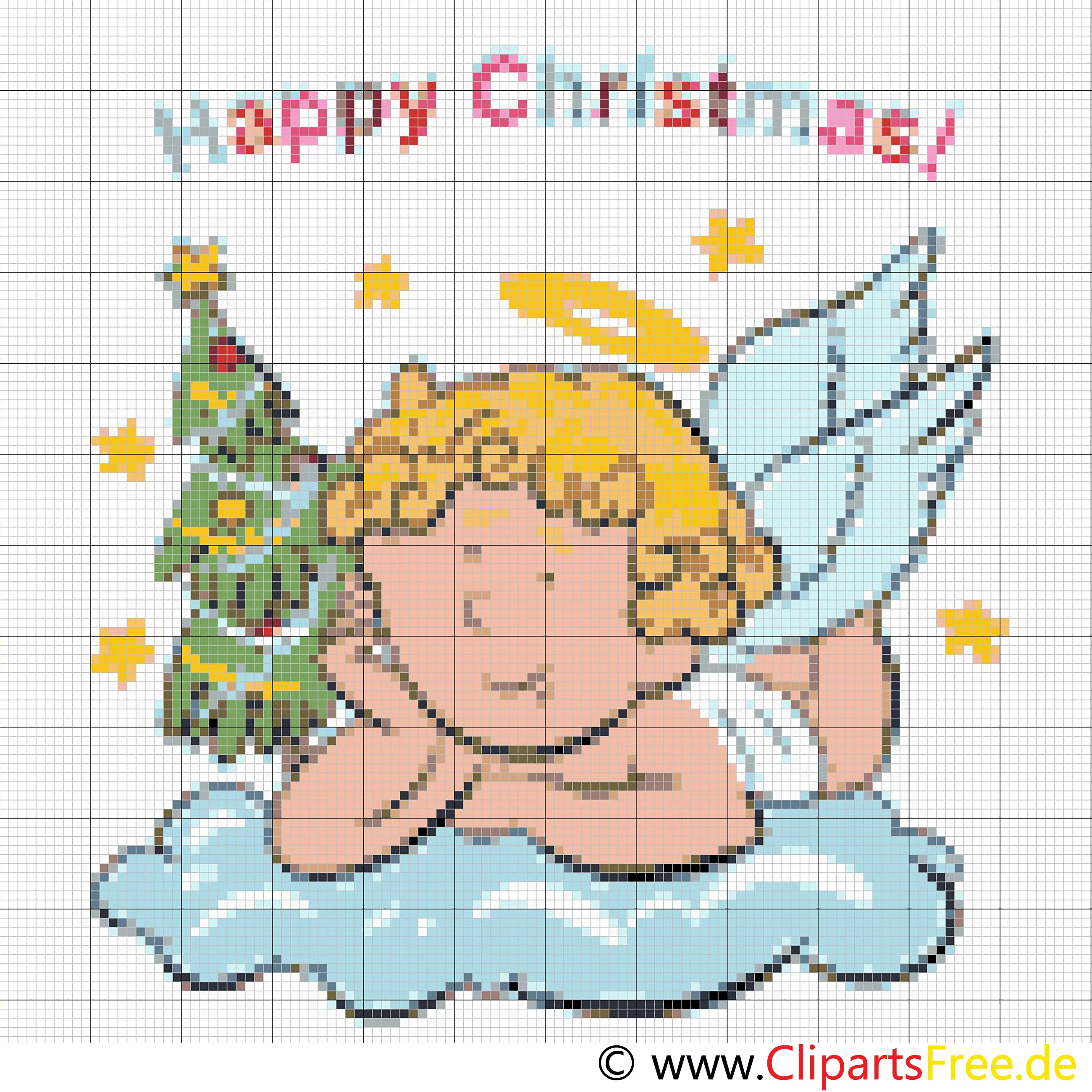 Gratis Stickvorlage Engel zu Weihnachten