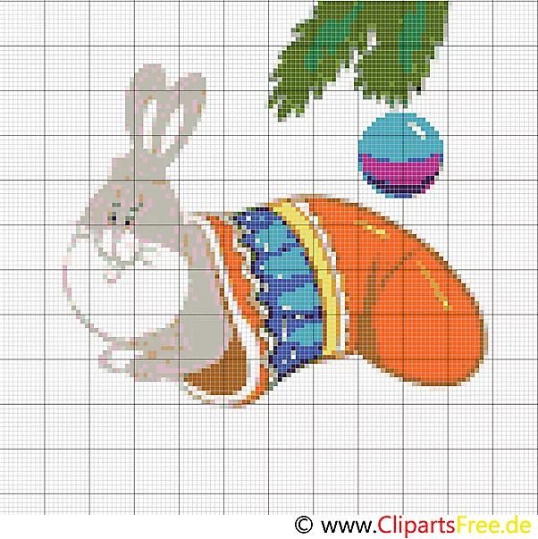 Hase unter dem Weihnachtsbaum Bild-Stickvorlage
