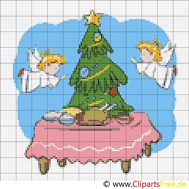 Weihnachts Baum und Engel Weihnachtsmotiv zum Sticken