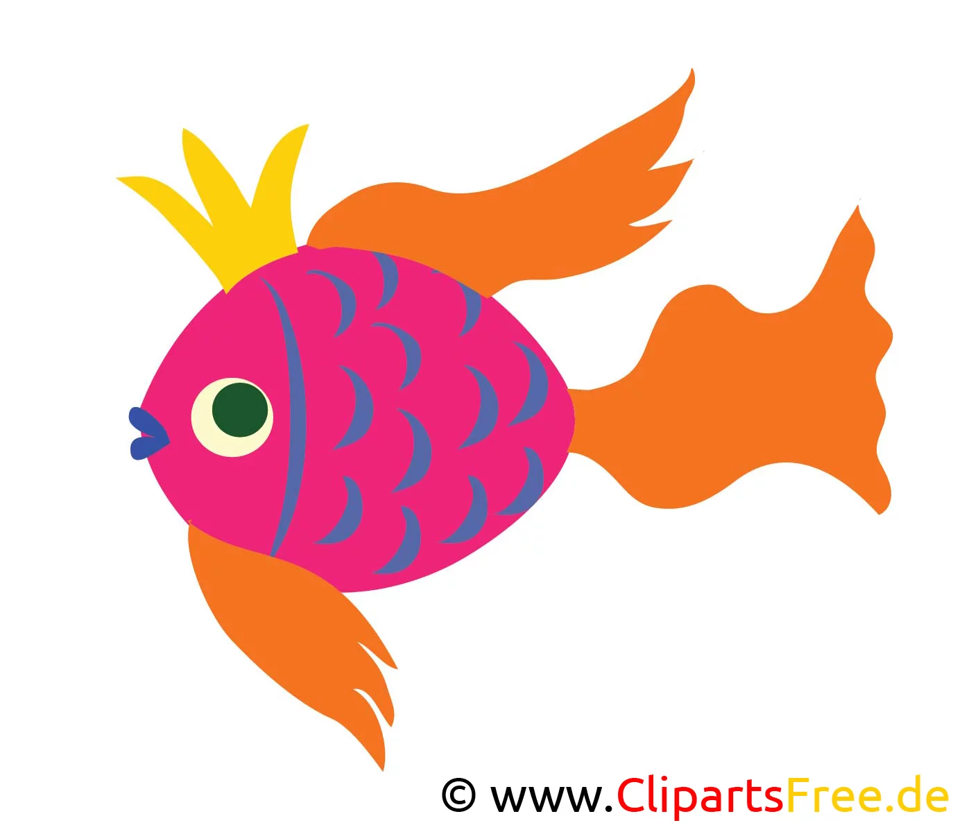 Goldfisch mit Krone Bild, Clip Art, Image, Grafik, Illustration gratis