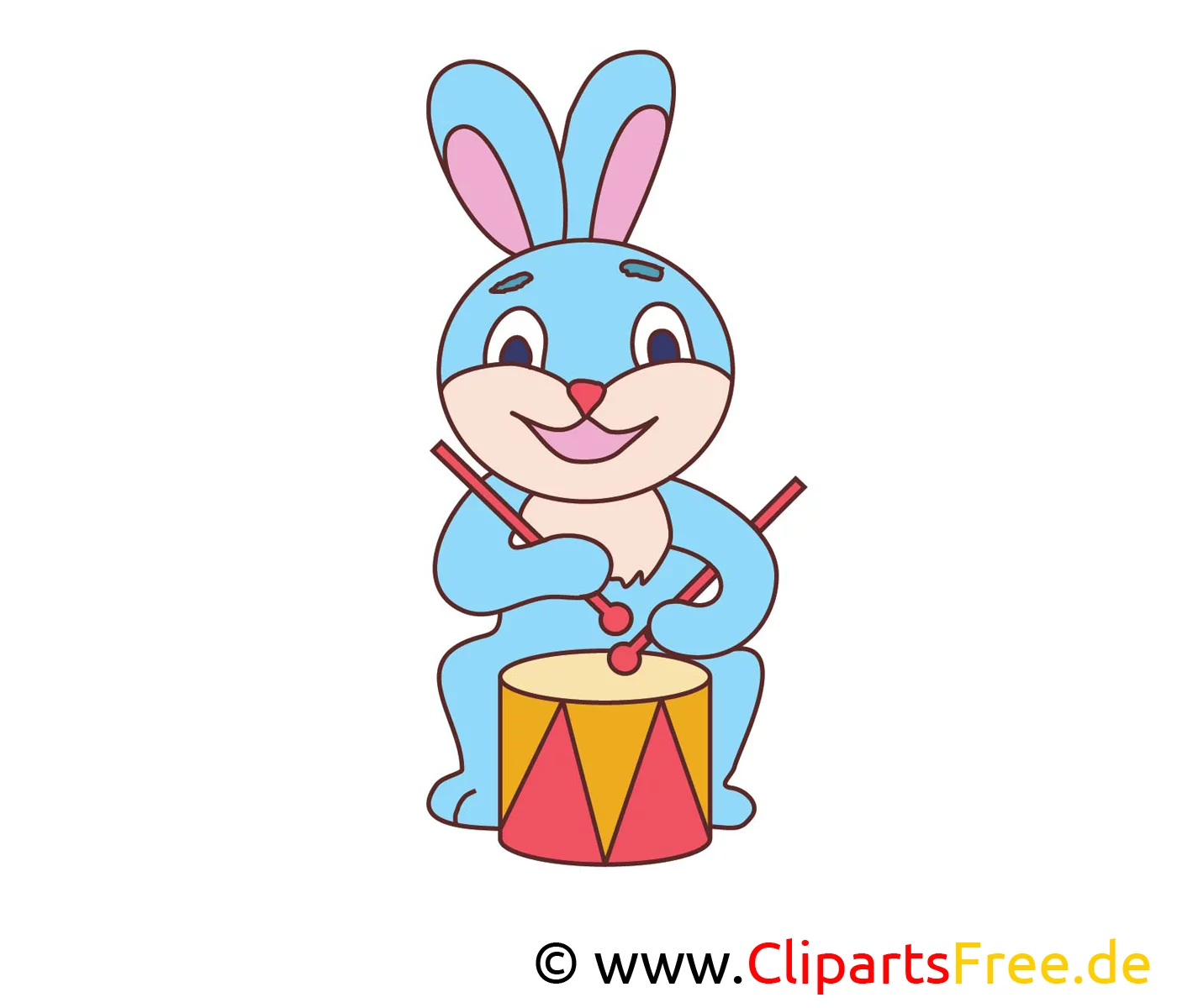 Hase mit Trommel Bild, Clip Art, Image, Grafik, Illustration gratis