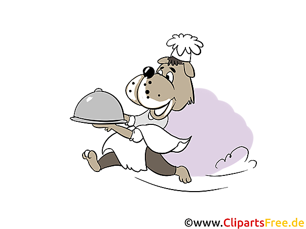 Hund Chefkoch mit Gericht Clipart, Bild, Illustration