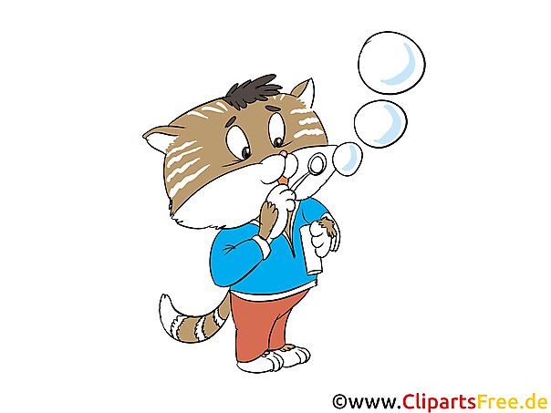 Kater macht Seifenblasen Stillgestanden Clipart, Bild, Illustration