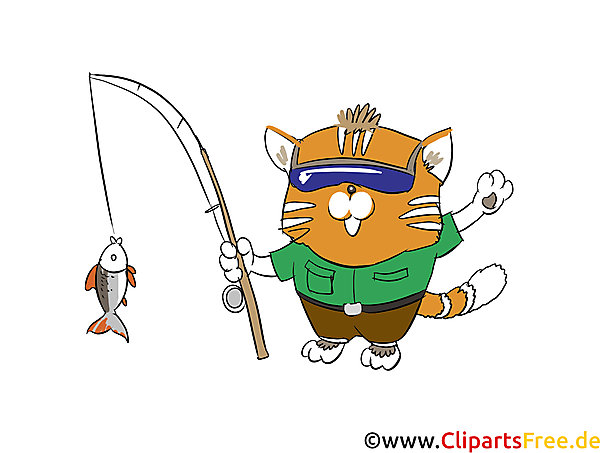 Katze geht angeln Bild, Clipart, Illustration