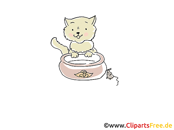 Katze trinkt Milch Cartoon, Clipart, Bild, Illustration