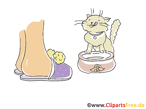 Katze wird gefuttert Cartoon, Clipart, Bild, Illustration
