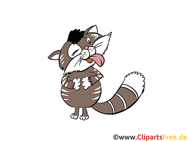 Katze zeigt Zunge Clipart, Comic, Bild, Illustration