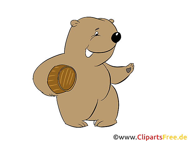 Bär mit Honigfass Bild, Clipart, Illustration