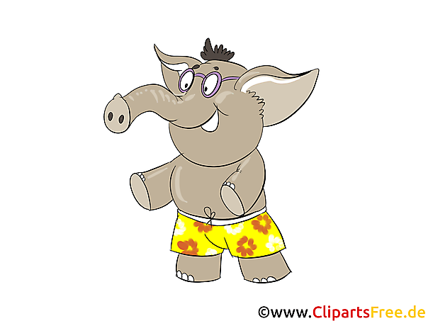 Elefant mit Brille Bild, Clipart, Illustration