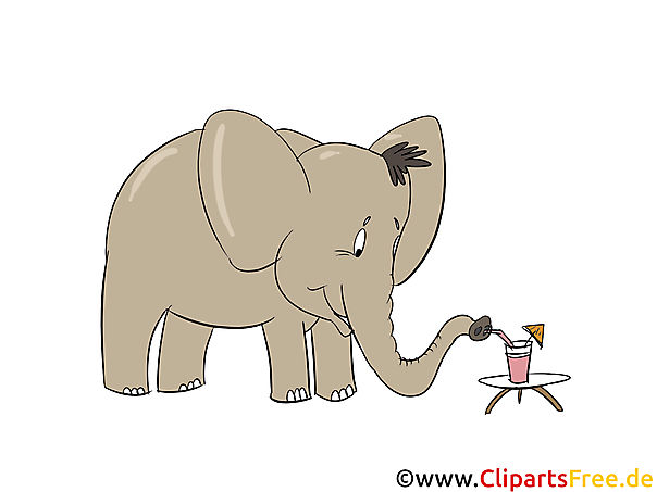 Elefant trinkt Cocktail Clipart, Bild, Illustration
