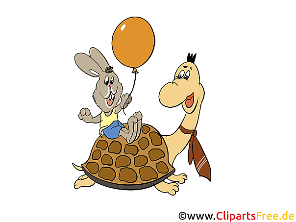 Schildkröte und Hase Clipart, Comic, Bild, Illustration