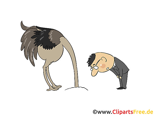 Strauss mit Kopf im Sand Clipart, Bild, Illustration