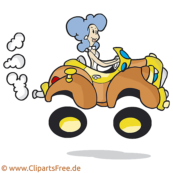 Frau am Steuer Clipart, Bild, Cartoon, Illustration