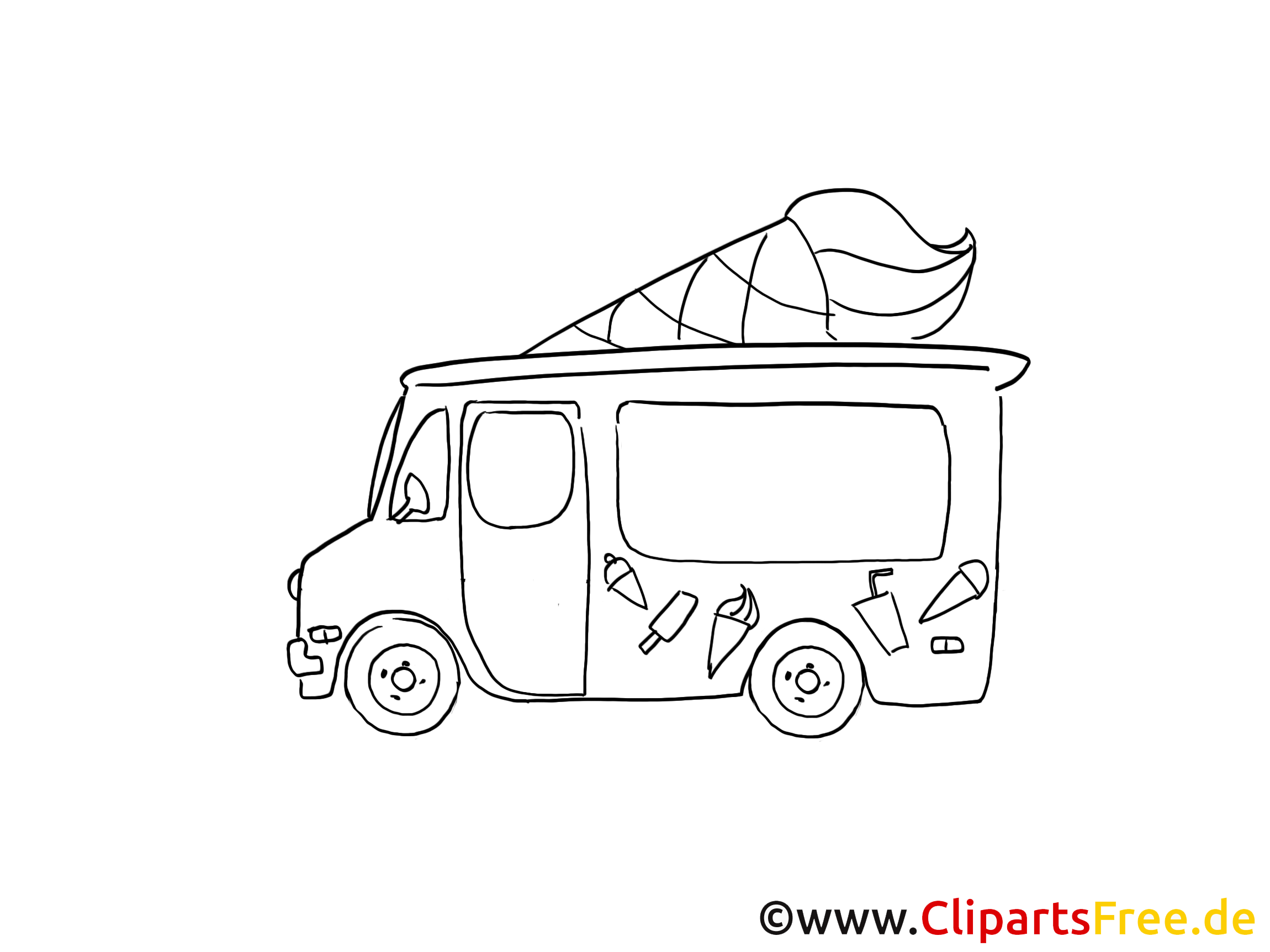 Ice cream car pic, cartoon, comic, clip art