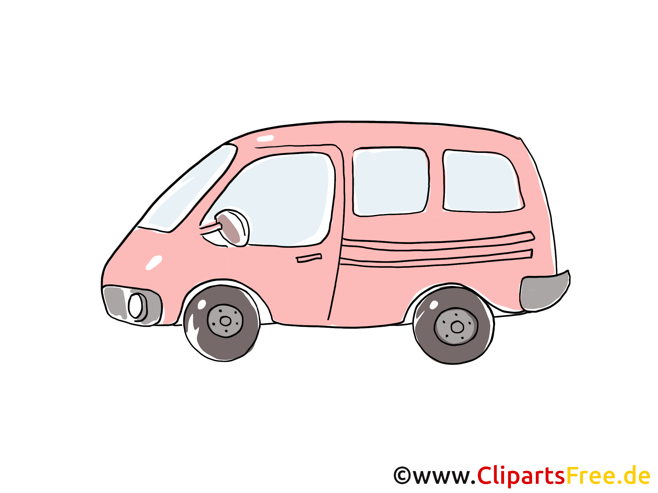 Kleinbus, Minibus Clipart, Bild, Cartoon, Comic, Grafik