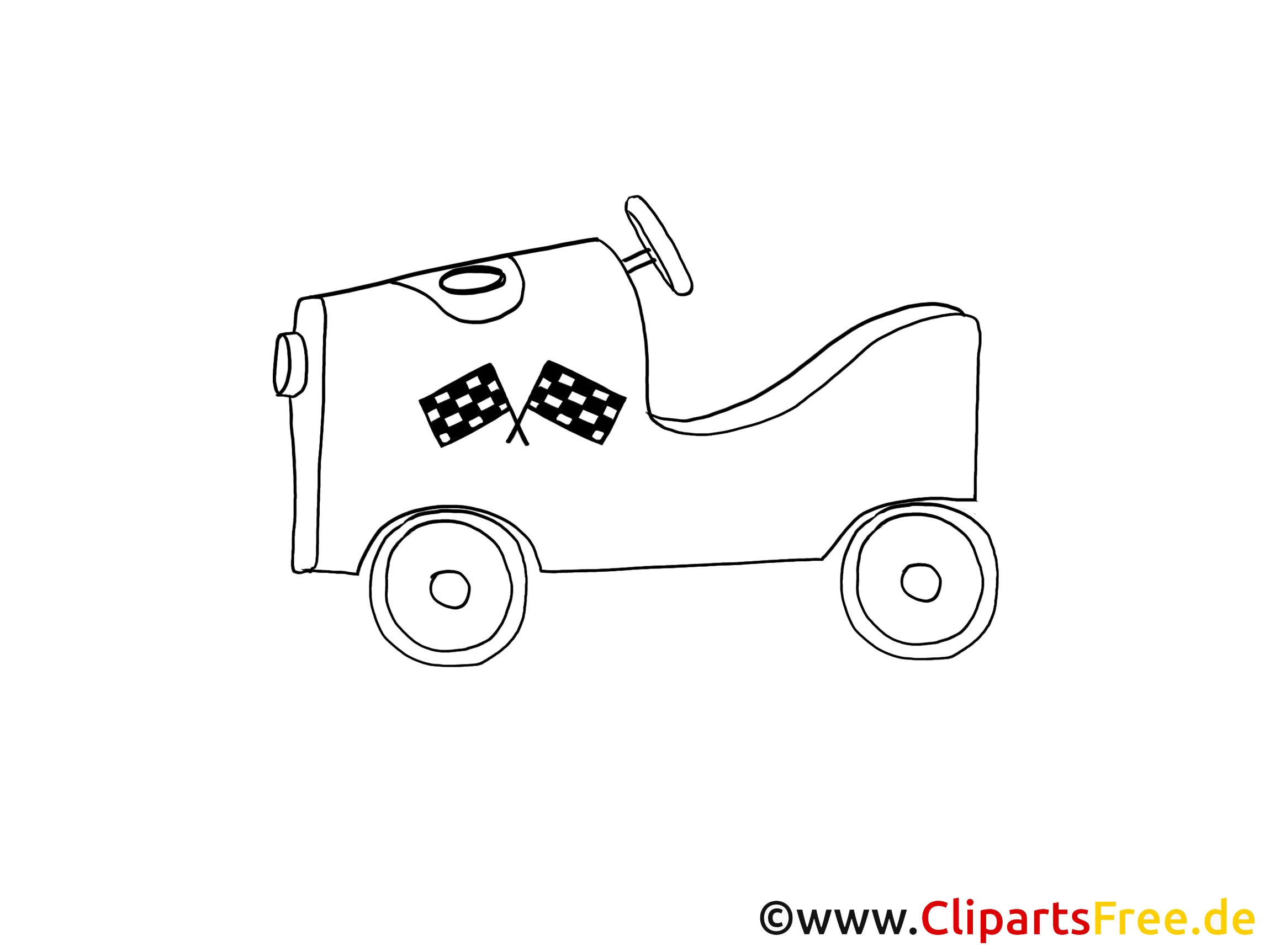 Rennwagen Oldtimer Zeichnung, Grafik schwarz-weiss, Clipart, Bild